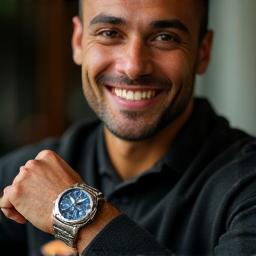 Happy customer wearing chronograph