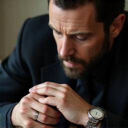 Magazine editor inspecting watch
